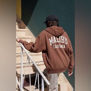 Brandy Melville Brown Oversized Zip Up